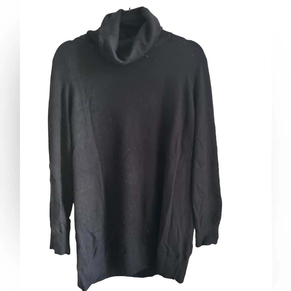 LANDS END Black turtleneck tunic sweater size XL